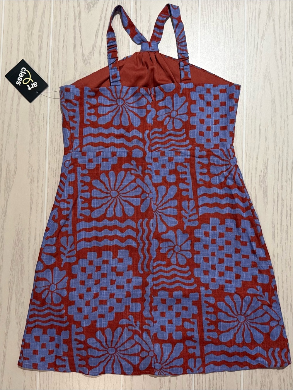art class Girls L 10/12 Red Orange Blue Floral Halter Dress NWT - Picture 10 of 12